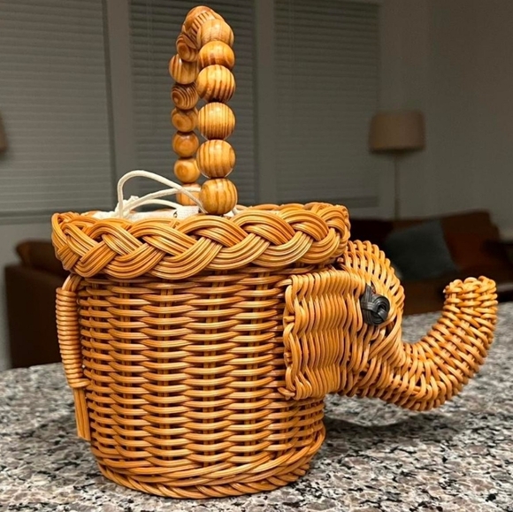 Elephant Wicker Handbag
